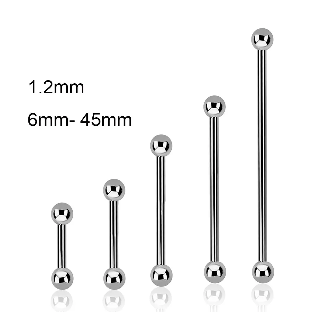 2 Pieces 1.2mm 16G Stainless Steel Straight Industrial Tongue Barbell Tongue Nipple Bar Ring Piercing Body Jewelry piercing jewelry,body piercing jewelry,body jewelry