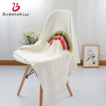 

Bubble Kiss Hand-Woven Sofa Throw Blanket Portable Blankets Rainbow Pattern Knitted Blanket Cotton Blankets For Bed Blanket