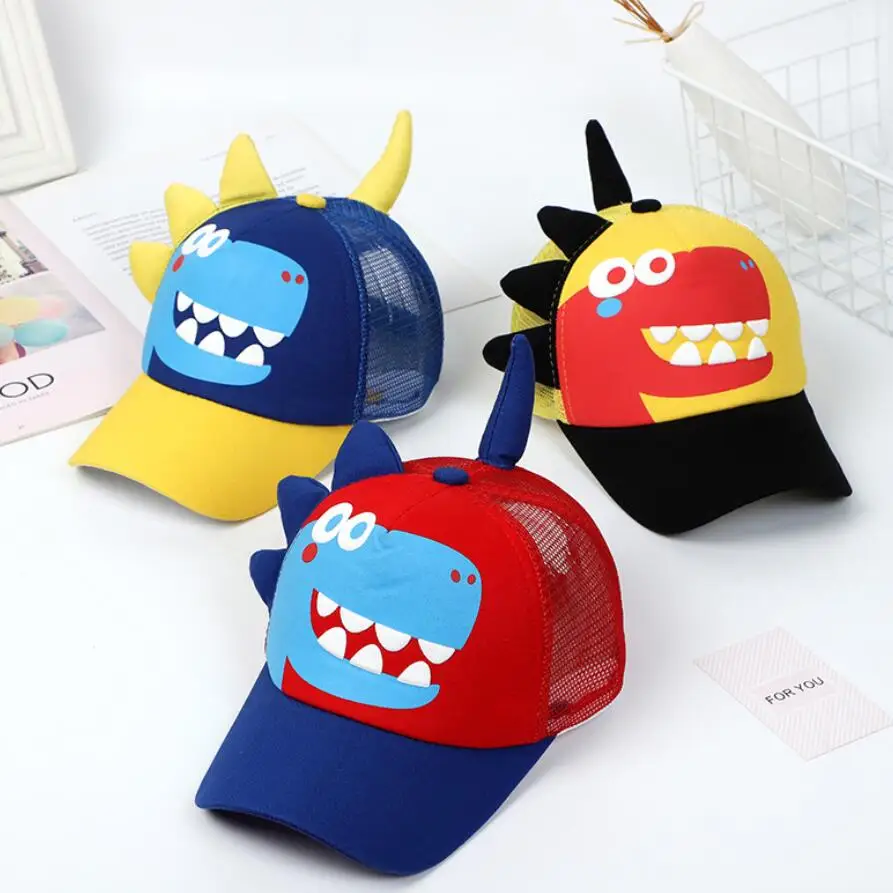

new arrival baby boys girls sun hat 3-8T little kids outwear toddler traval baseball hat cute baby dinosaur cap infant mesh hat