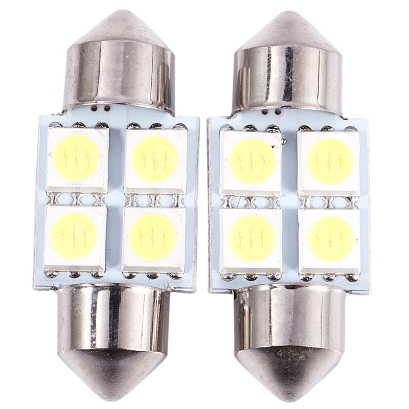 DC 12V 30mm 4 5050 SMD автомобильный купол Festoon светильник White 2 шт | Автомобили и мотоциклы