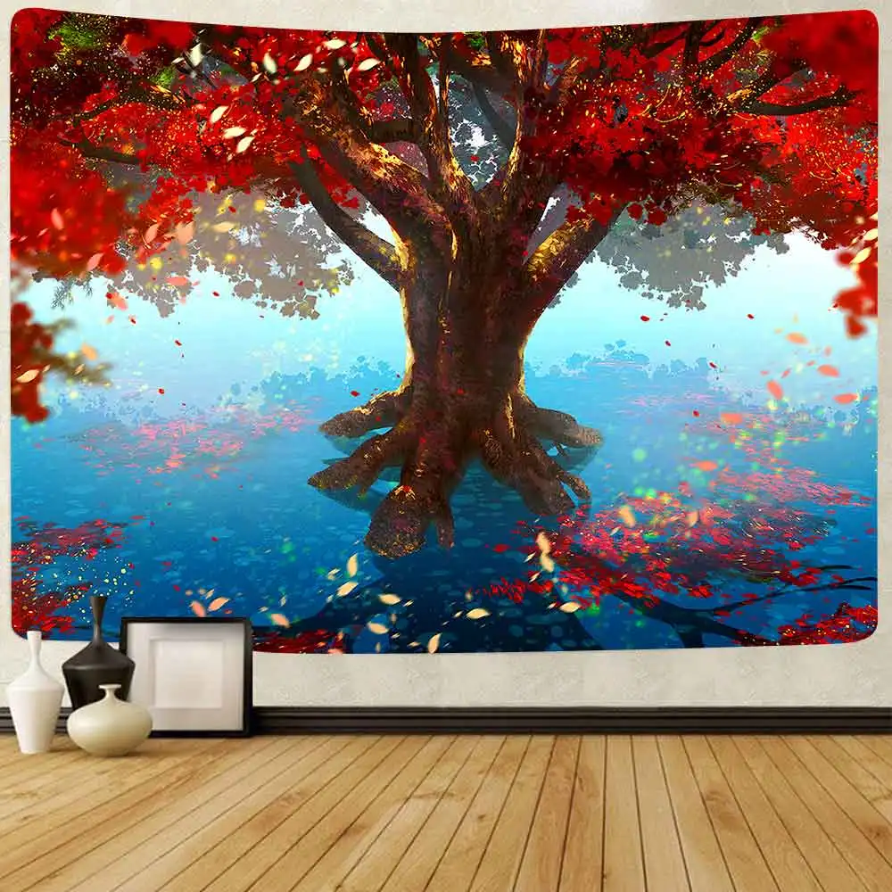 Simsant Colorful Tree Tapestry Psychedelic Forest River Wall Hanging Tapestries for Living Room Bedroom Dorm Home Blanket Decor | Дом и сад