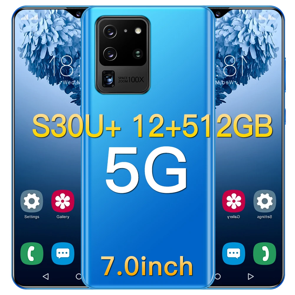 US $118.68 New Global Version 70inch Galay S30U Cellphone 12GB 512GB Android10 TypeC GPS Wifi Fingerprint Unlock 4G5G LTE Mobile Phone