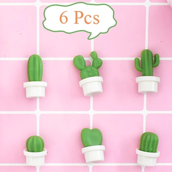 Aimant frigo 6 unids/set imán de nevera Cactus imanes de nevera pequeño Cactus suculenta planta decoraciones de refrigerador etiqueta para mensaje