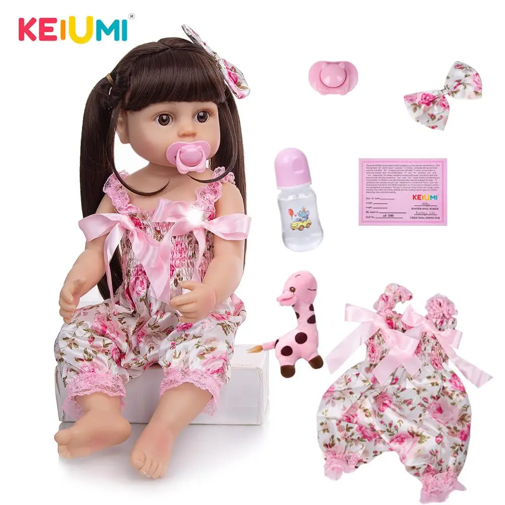 

Cute KEIUMI Reborn Baby Doll Toys 55 CM Full Body Silicone Toddler Girl Dolls DIY Long Hair Playmate Toys Kids Birthday Gift