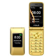 Flip Slim Clamshell Mobile Phone For Old Senior People Speed Dial Russian Key Dual Sim Metal Case Torch Extra Light