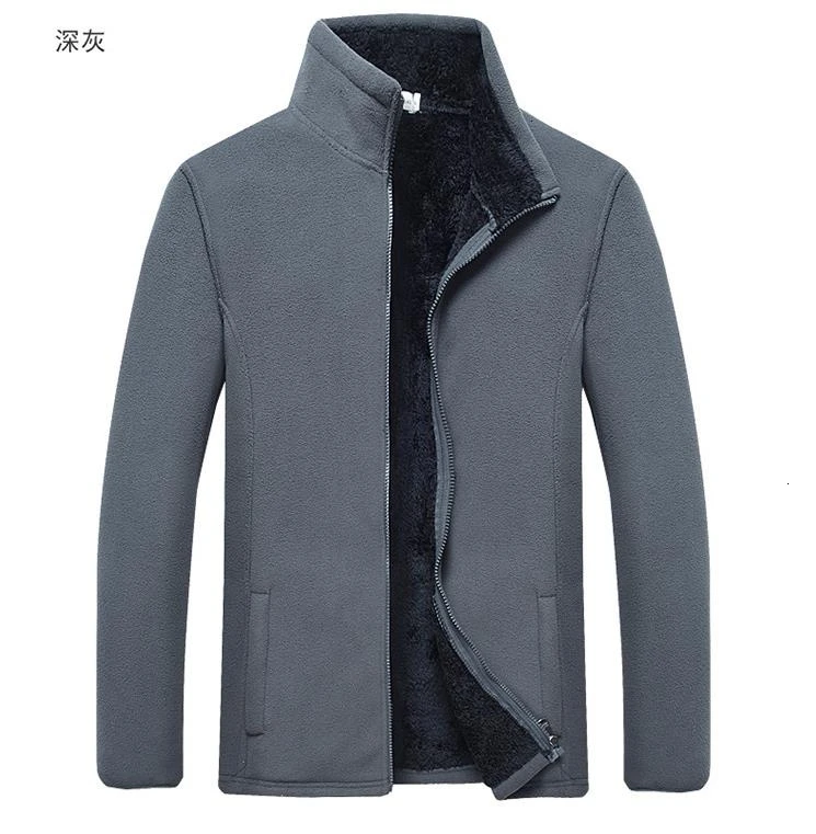 M-6XL куртки, флисовые мужские толстые длинные бархатные ветровки, сохраняющие тепло, Pizex, мягкая куртка с подкладкой - Цвет: gray no logo