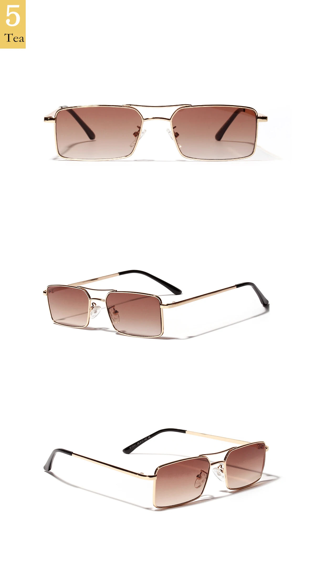 New sunglasses double beam small Metal frame square sunglasses