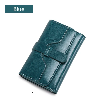 Blue Модный маленький кошелек из коровьей кожи, женский короткий кошелек на кнопке, женские кошельки, держатель для карт, кошелек, Повседневный Кошелек для женщин - Цвет: Blue
