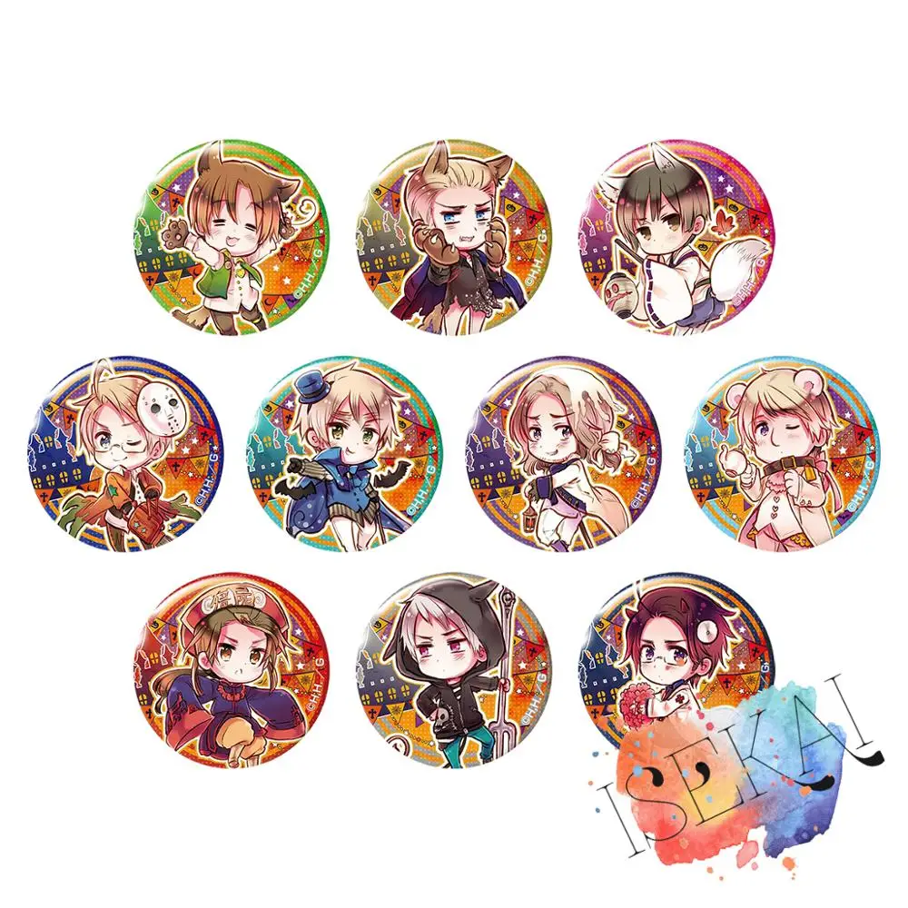 Металлическая брошь для Хэллоуина 50 мм Axis Power HETALIA значок аниме Италия Великобритания США Германия Франция Япония RU