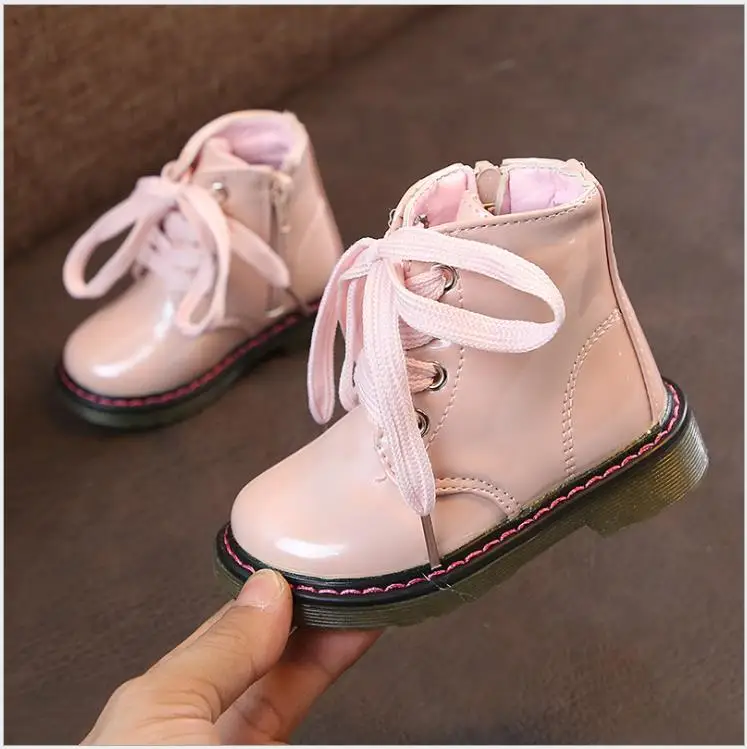 as pictures Girls Leather Boots Boys Shoes Spring Autumn PU Leather Waterpoof Children Boots Fashion Toddler Kids Boots Warm Winter Boots - Цвет: as pictures