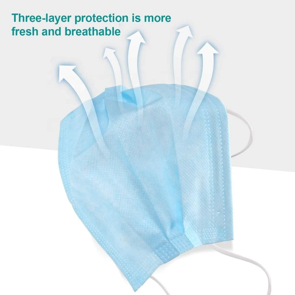 

100pcs 3 Ply Non-woven Disposable Face Mask Earloop