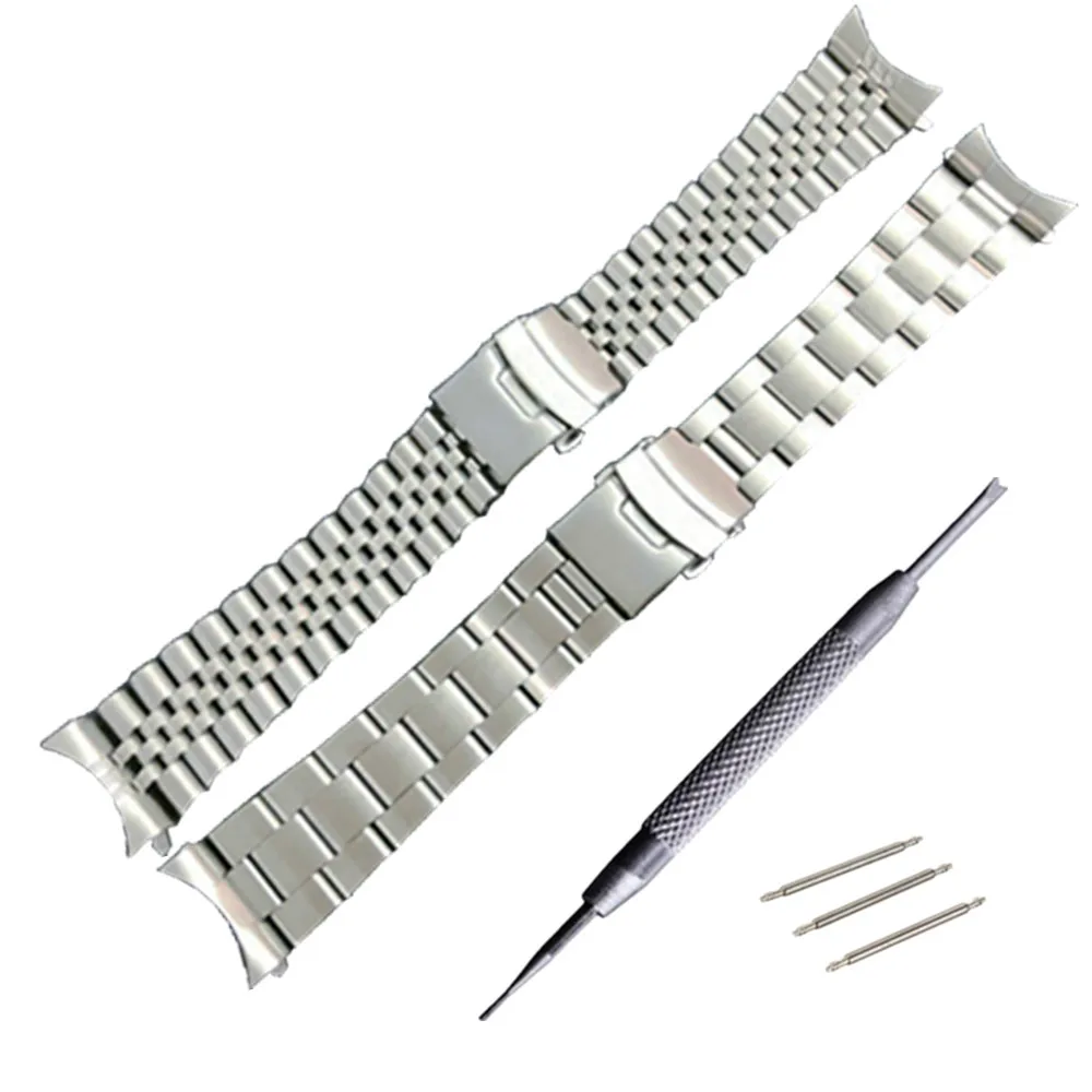 

22 mm Stainless Steel Watch Band Bracelets Curved end Replacement For Seiko SKX007 SKX009 SKX011 DIY Replace Watchband