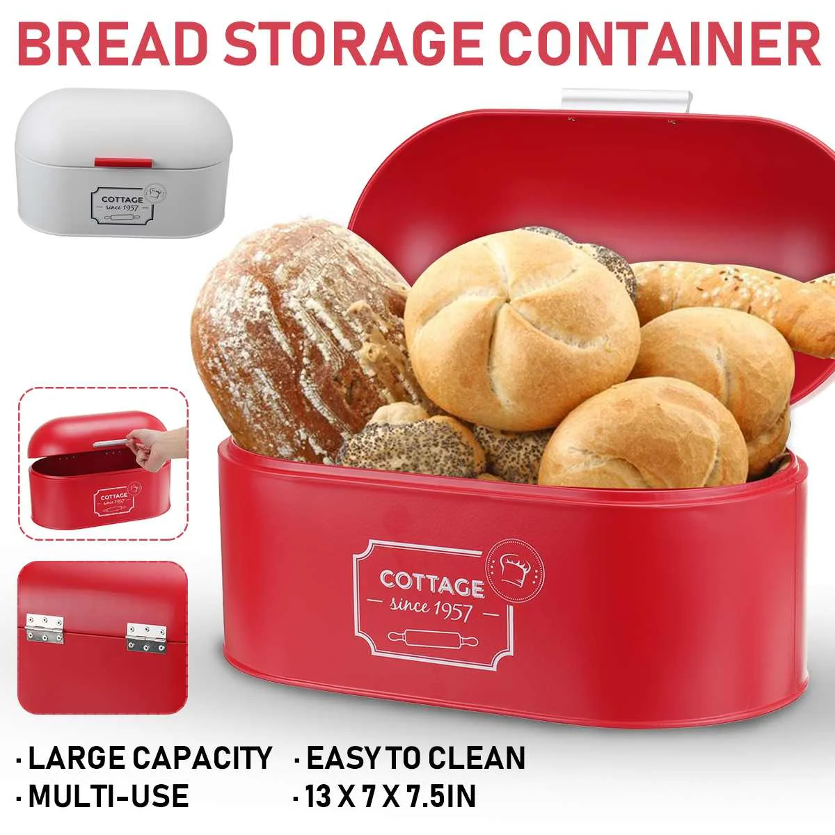 Bread Box Bread Organizer Bread Storage Box Solid Color Retro Metal