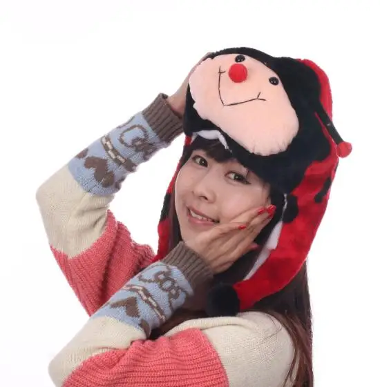 Lady bug Унисекс Один размер мультфильм животных пушистая плюшевая шляпа для косплея авиатор шляпа - Цвет: Lady bug