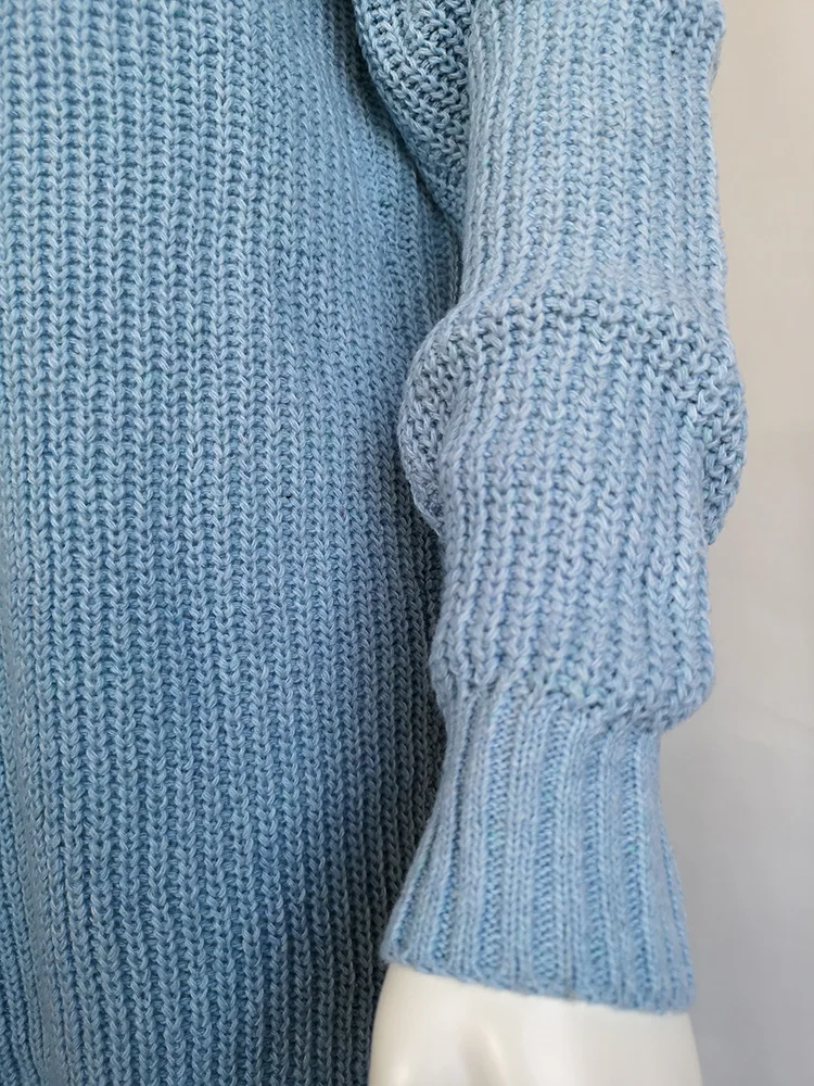 Осень и зима, длинный женский свитер с высоким воротником и открытыми плечами, S-2XL