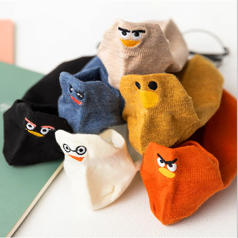 Kawaii вышитые выразительные женские носки хлопок Harajuku счастливые забавные Женские носочки рождественские подарки лодыжки 1 пара размер 35-40