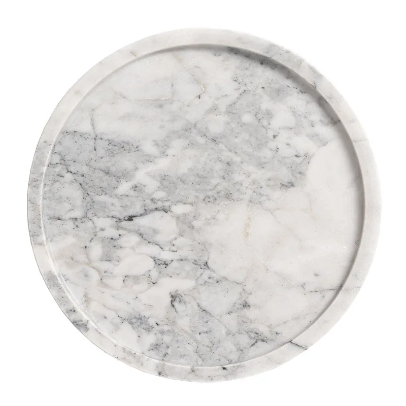 Natural Marble Decorative Trays Nordic Cake Dessert Plates Jewelry Cosmetic Display Storage Tray Round Desktop Decoration Plate 5