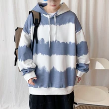 Oversized masculino hoodie listrado moda outono moletom para homem pullove roupas masculinas 2021