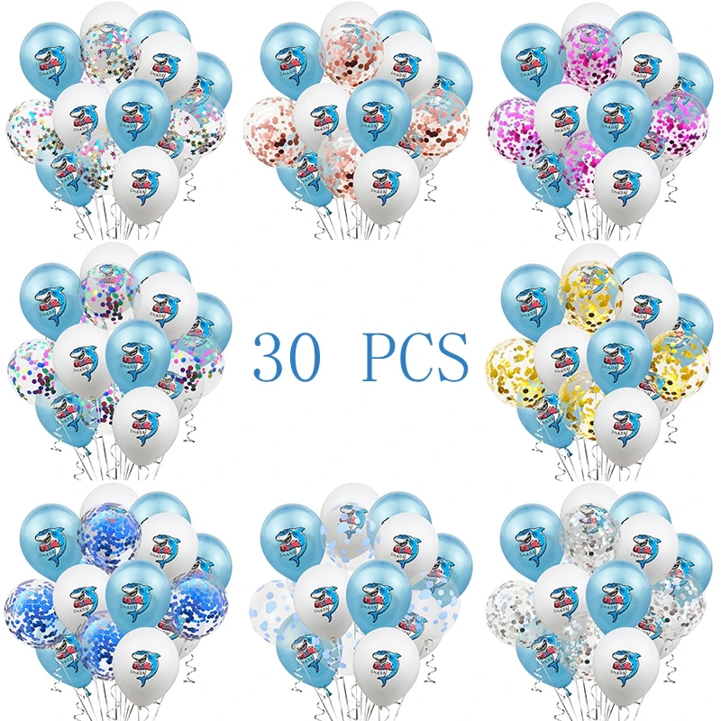 12 дюймовые воздушные шары на день рождения, цветные шары с конфетти для бокса, акулы, блесток, шармы, Cumpleanos Infantiles, Новогоднее украшение