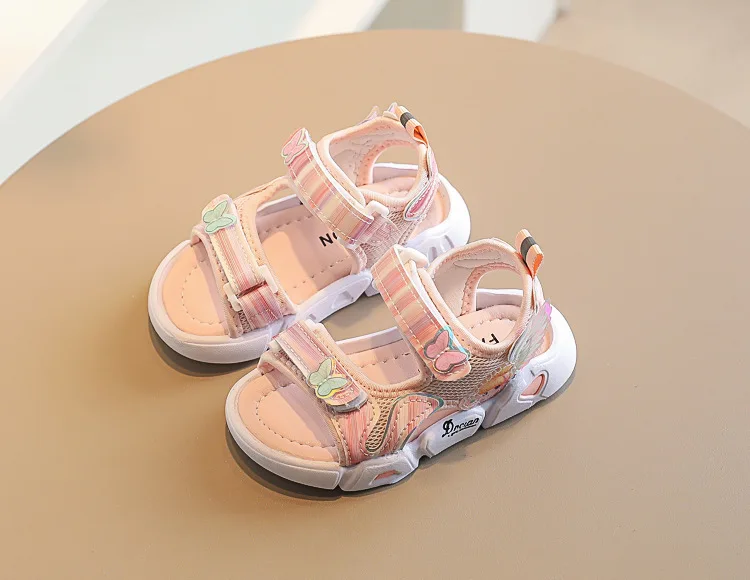 Summer Girls Canvas Sandals 2022 Kids Mesh Sweet Butterfly Children Princess Shoe Baby Soft Non-slip Casual Sport Beach Sandal slippers for boy