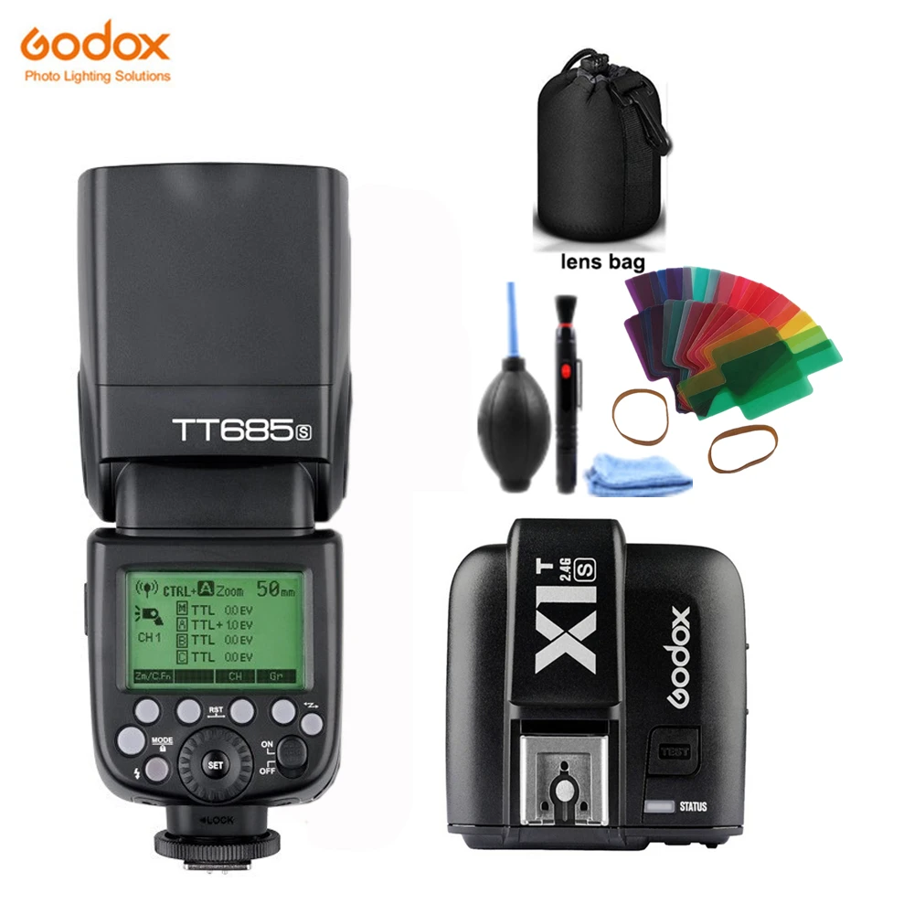 TT685S add X1T-S Godox TT685S 2,4G Вспышка для фотокамер Speedlite HSS 1/8000s ttl GN60 Беспроводной софтбокса Speedlite Flash X1T-S вспышка триггера для sony A77II A7RII A7R A58 A9 A99 A6300 A6500 - Цвет: TT685S add X1T-S