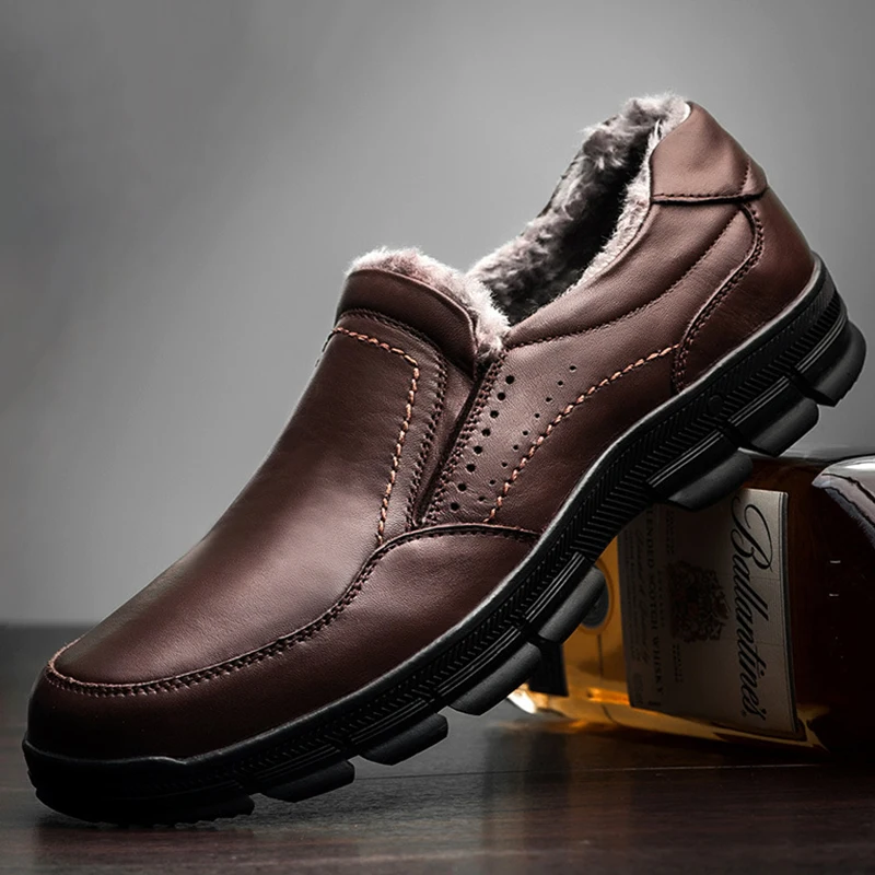 

2019 Winter Men's Business Casual Cotton Shoes Fashion Velvet Warm Loafer Shoes Mocassin Homme Designer Sneakers Size 11 12 13