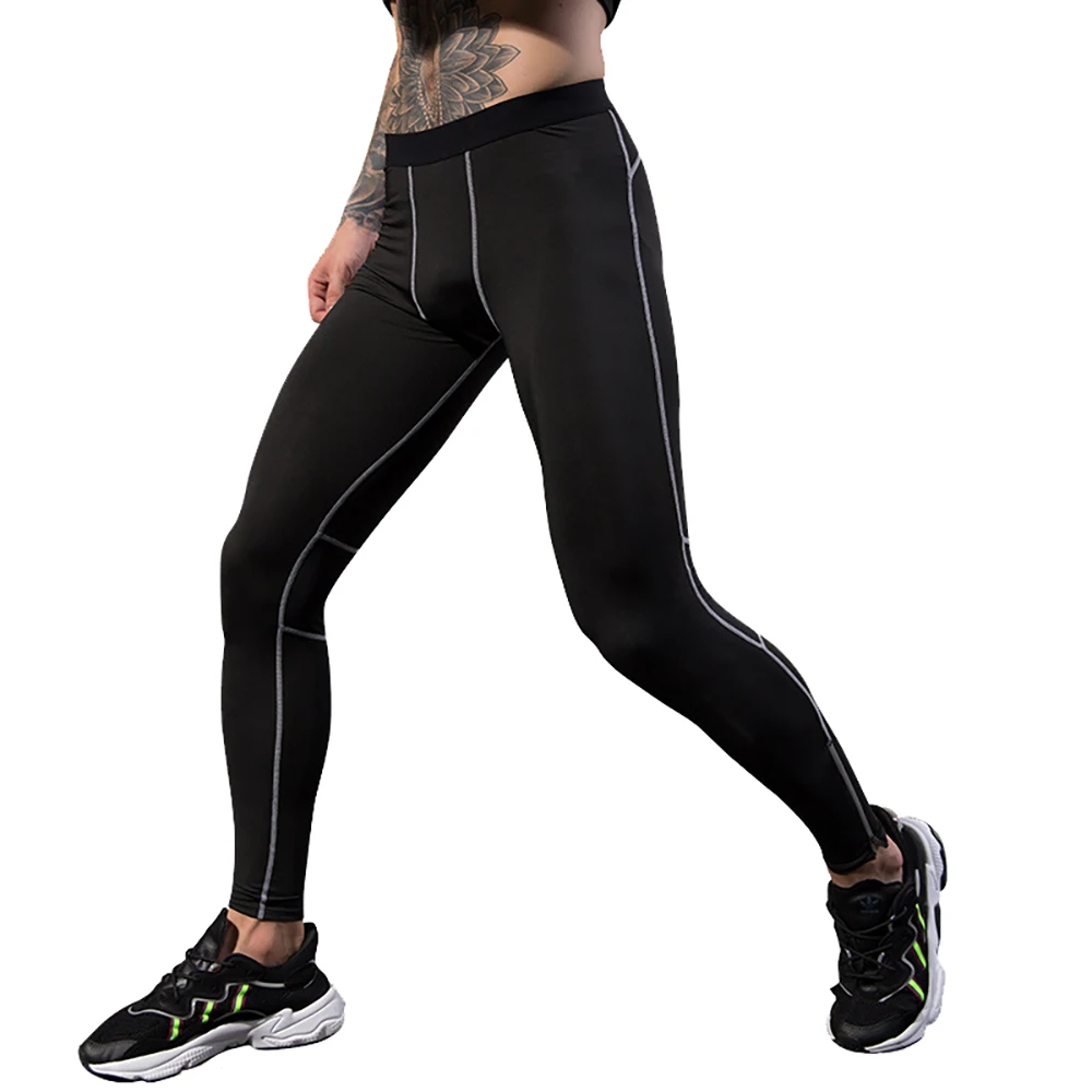 

Men Running Tights Sport Leggings Compression Underwear Quick-drying Reflective Strip Zipper Pants Jogging Fitness Gym Trouser