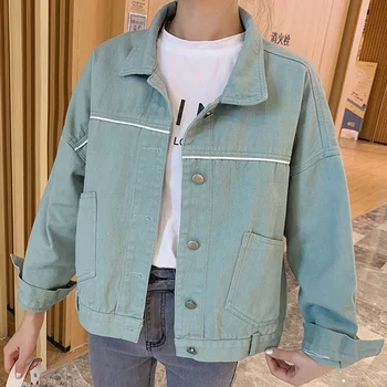 

Female Short Jacket 2019 New Denim Tops Loose Thin Thin Autumn Outerwear & Coats Students Clothing Casual Jackets Women Jacket