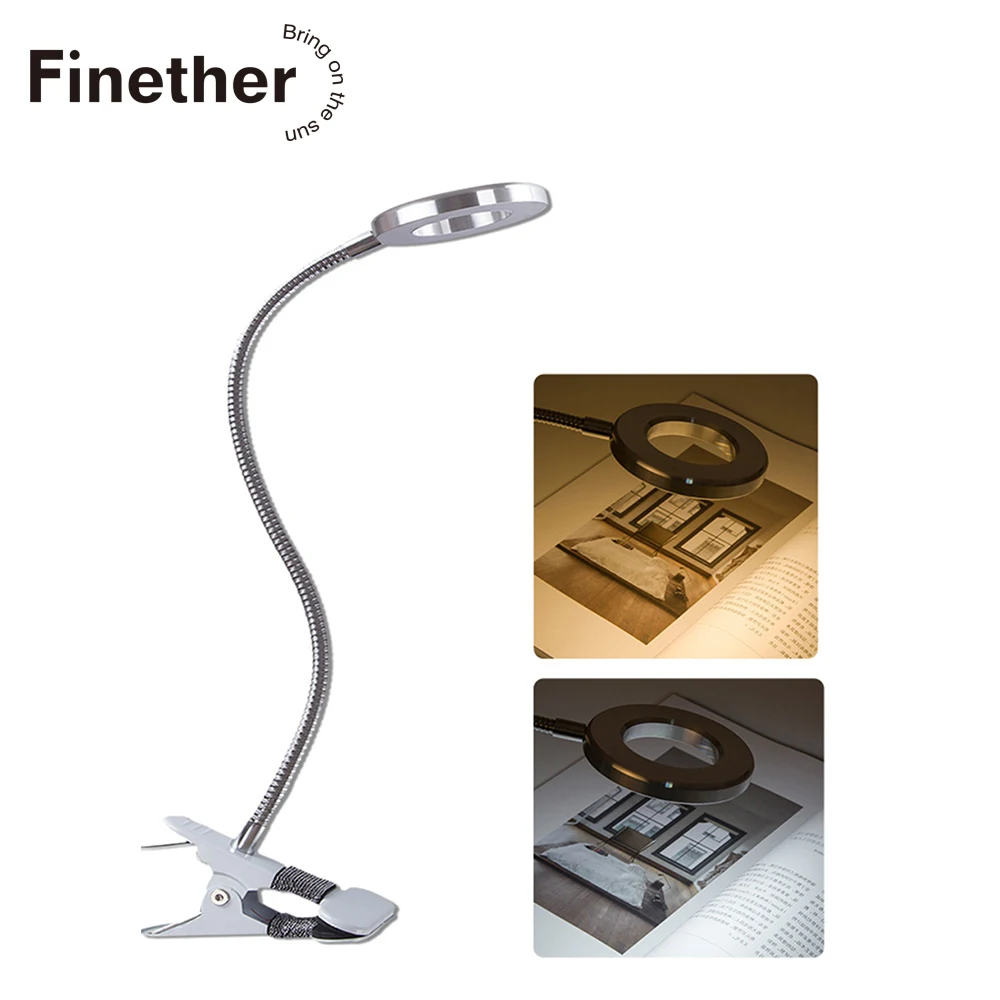 Finether USB настольные лампы полый кольцевой светильник металлический зажим светильник 2 светильник s Режим Регулируемый Алюминиевый кольцевой светильник для чтения