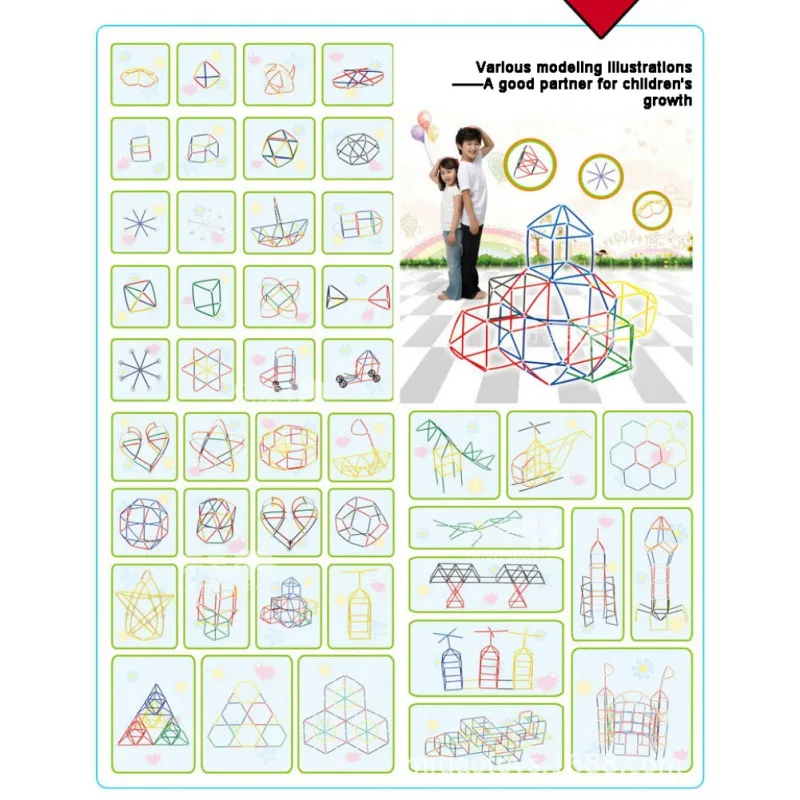 4D DIY соломы строительные блоки Пластик конструкции в собранном виде конструкторных блоков, детские развивающие игрушки для Детский подарок 700 шт./компл