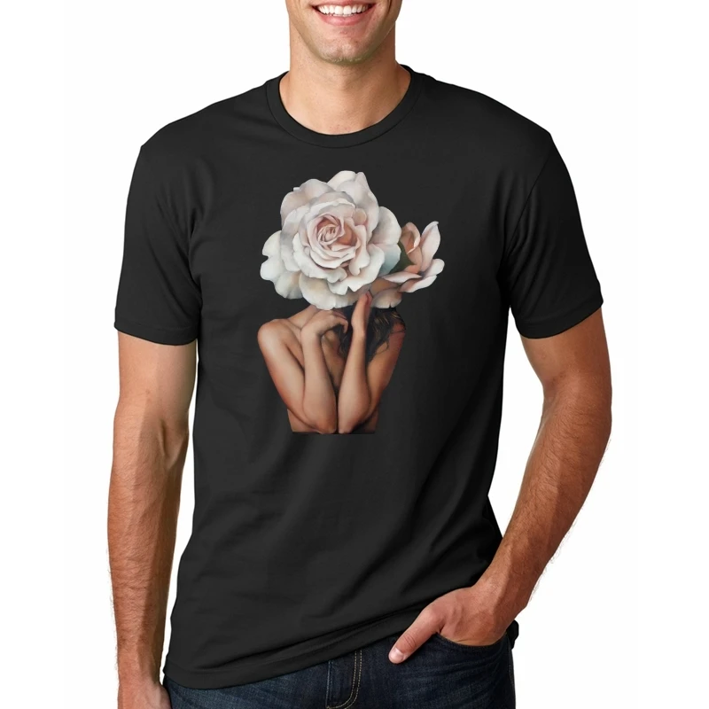 

Sexy Flowers Feather Loose Comfortable Basic Solid Normal T-Shirt Men Vogue Ulzzang Tumblr T Shirts Korean Tee Top Plus Size
