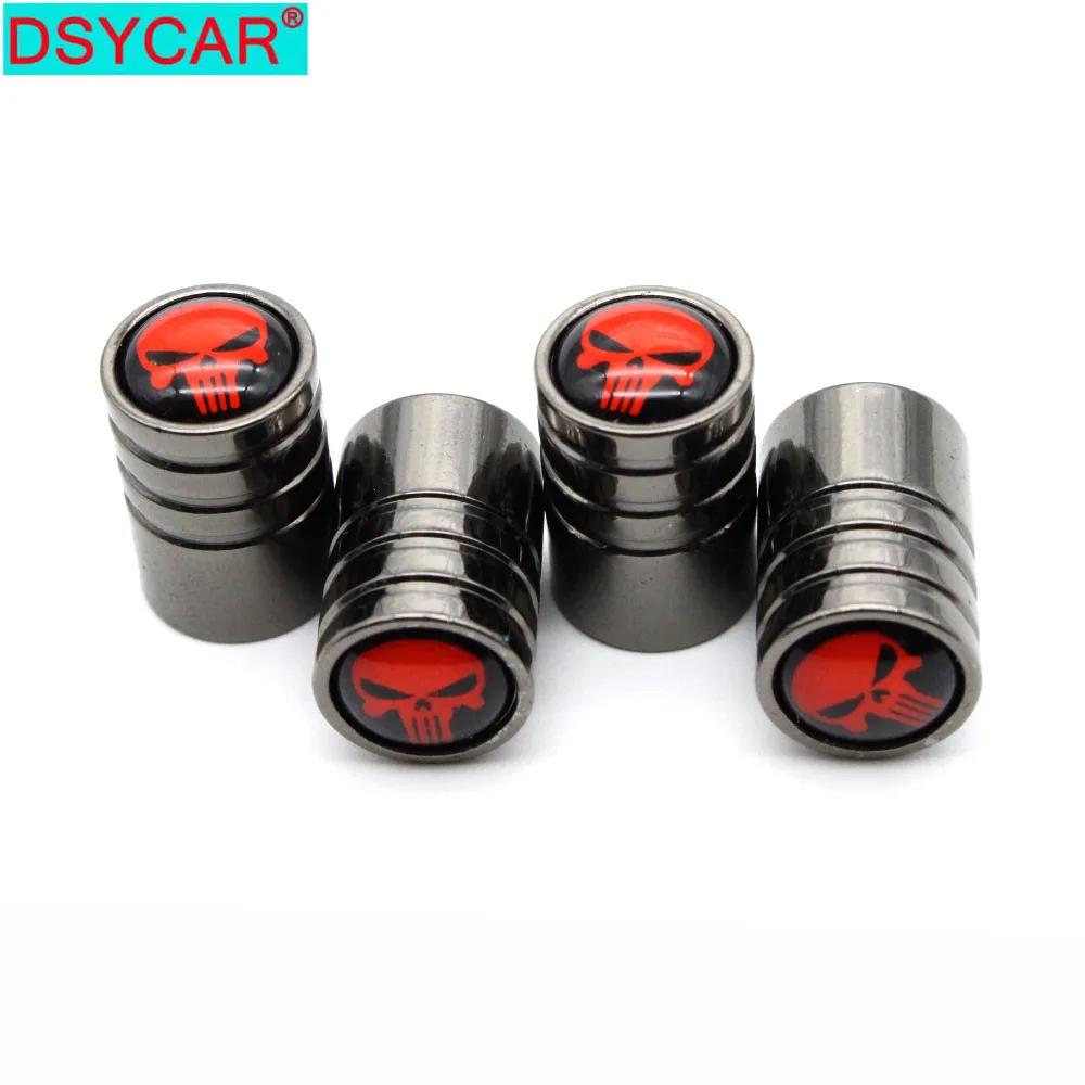 4pcs Universal Black Skull Car Wheel Tire Tyre Valve Stem Caps Dust Covers