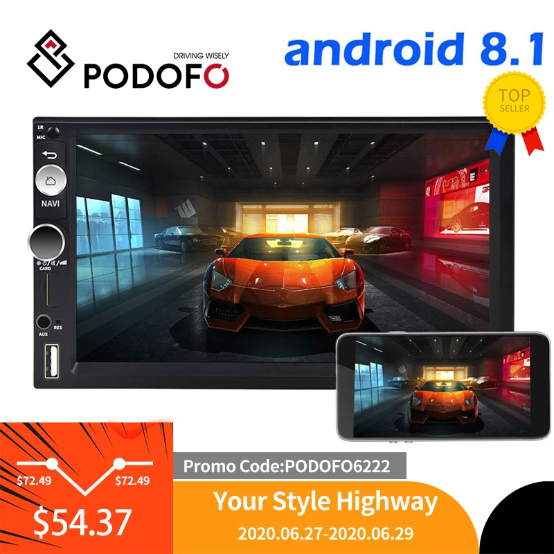 Автомобильный мультимедийный плеер Podofo, 2DIN, Android 8,1, gps, Wi Fi, USB, для Volkswagen, Nissan, toyota, Golf, стерео|rear view monitor|rear viewlcd tft monitor | АлиЭкспресс