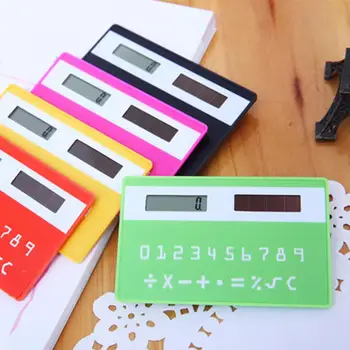 

Ultra Thin Bank Card Random Portable Pocket Ha ndheld Solar Powered Office Mini School Calculator