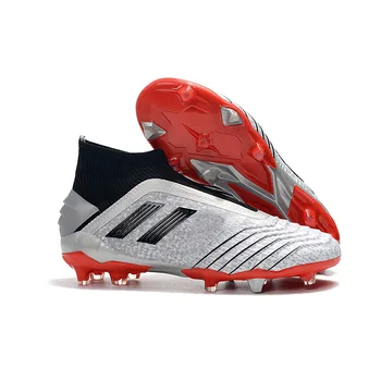 

Falcon Assassin Knitted Hight-top FG Training Football Shoes Men Sneakers Soccer Cleats Factory Direct Metal Silver Spring2019