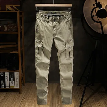 

New 2020 Mens Casual Pants Safari Style Men Fashion Crack Cargo Pants Ankle-Length Military spring Trousers Men Pantalon Hombre