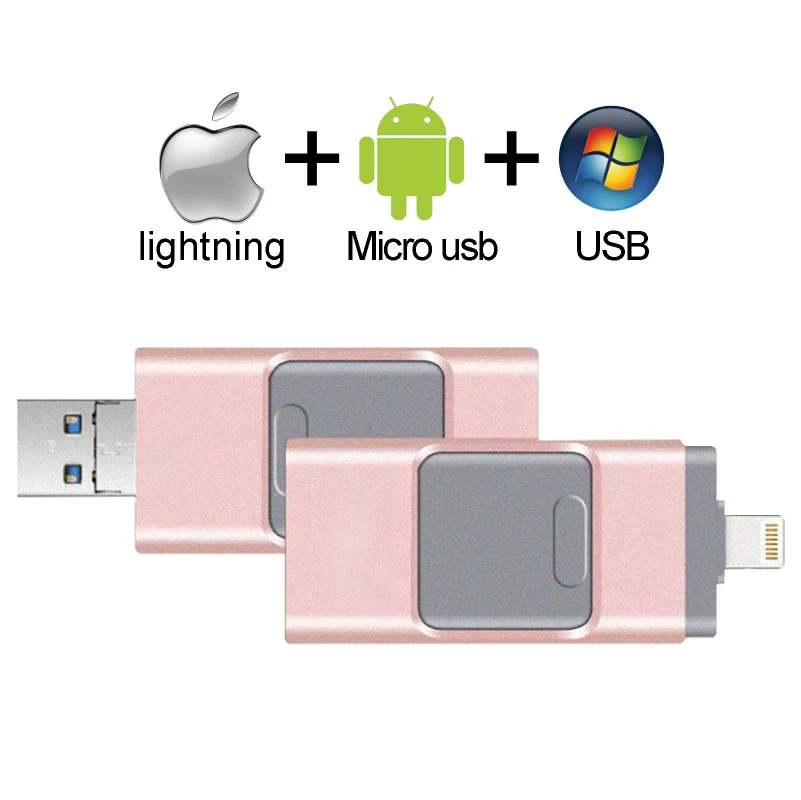 Флеш-накопитель для iPhone 3 в 1 освещение флеш-накопитель USB 0 Флешка 256 Гб карта