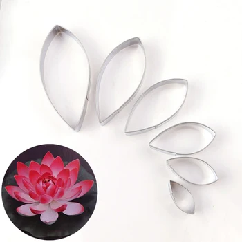

6Pcs/Set Stainless Steel Cut Mould Water Lily Lotus Petal Shaped Mold Cutter Polymer DIY Clay Tools