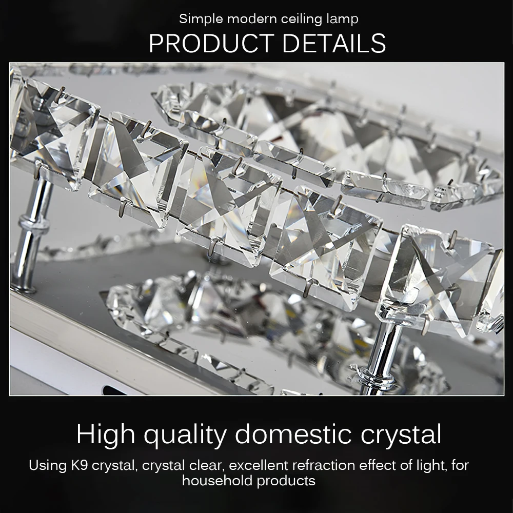 Retângulo de Cristal Lâmpada do Teto de Poupança de Energia Lustre de Cristal para Sala de Estar Luminária Dupla-cabeça Corredor 24w 7 Luzes e Iluminação