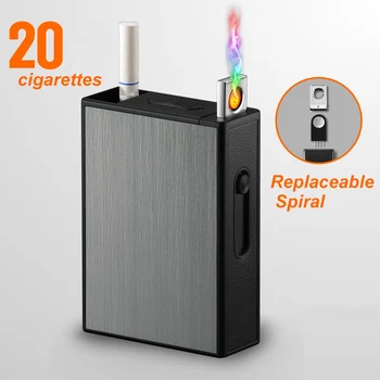 

Cigarette Holder Box USB Electronic Lighter Flameless Windproof Tobacco Cigarette Case Lighter Rechargeable Cigarette Accessory