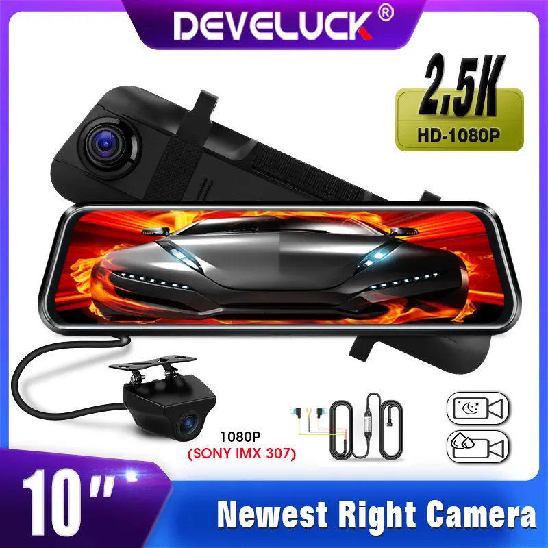 

10" NEW 2.5K Car DVR IPS Touch Screen Dash cam Ultra HD 1080P Rear camera Right Lens Anti-jamming WDR Time-lapse video Registrar