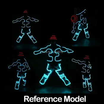 

Hot Fashion EL Wire Costume Suit EL Luminous Suit for Stage Performance Carnival Party Clothed DIY Decoration