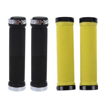 

2 Pair Double Road Mountain Mtb Bmx Bike Cycle Bicycle Lock on Locking Handlebar Grips - Black & Yellow