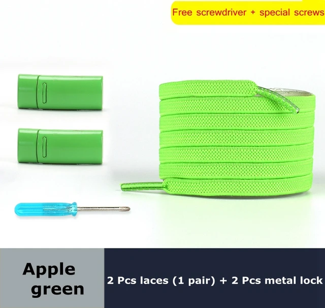 Magnetic lock Elastic Shoelaces Flat Of Sneakers No tie Shoe Laces Metal locking Easy to put on and take off Lazy Shoelace Apple green