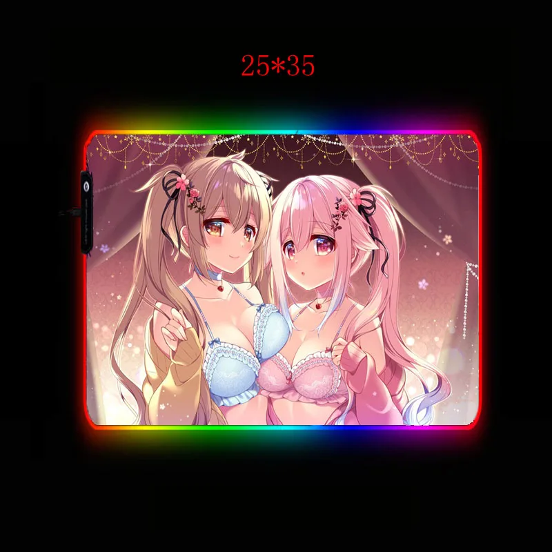 Mairuige коврик для мыши с большой грудью для двух девочек RGB большой игровой коврик для мыши со светодиодной подсветкой Аниме Коврик для мыши резиновая основа компьютерная клавиатура Коврик