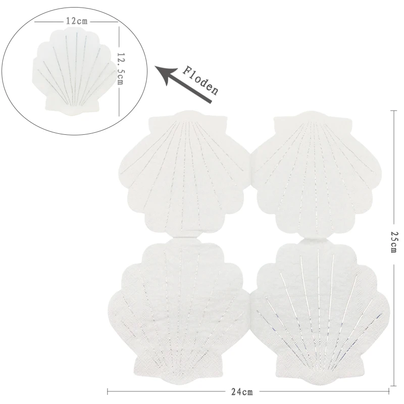 20 шт маленькие бумажные салфетки в виде ракушки салфетки в форме раковины салфетки под морем Русалка Вечерние ракушки вечерние коктейльные бумажные салфетки