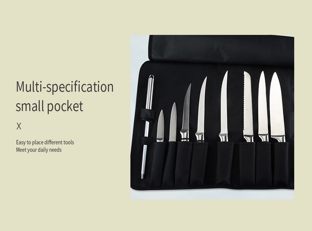 12 карманных кухонных ножей в рулоне, сумка для поварских ножей, сумка-валик из Оксфордского холста, профессиональный чехол для ножей, держатель для столовых приборов, органайзер черного цвета