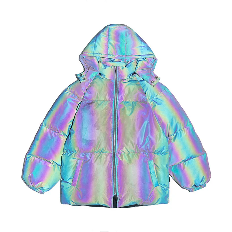 Blog US Size 3M Reflective Parkas Men Coat Winter Thick Padded Jacket Streetwear Night Bubble Jackets Coat Fluorescent Clothing DG526