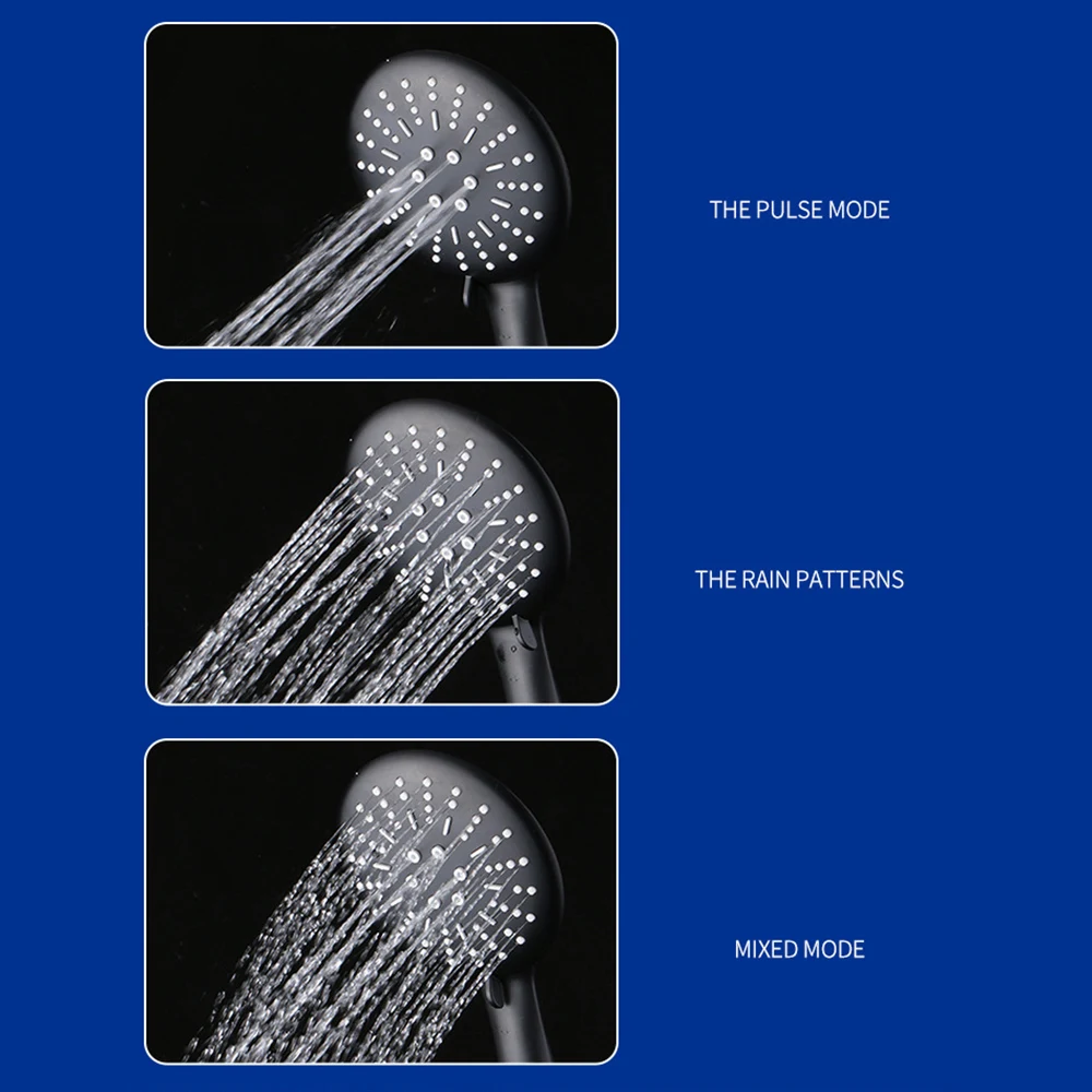 3 режима матовая черная насадка для душа ручная регулируемая функция Дождь