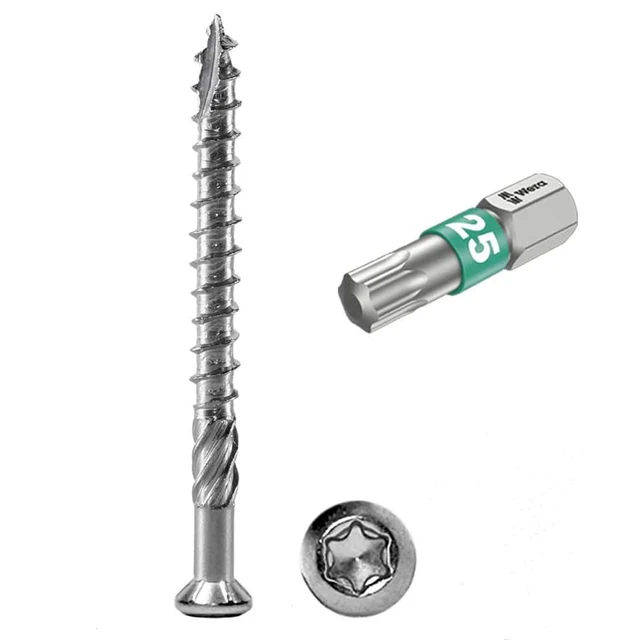 Torx Slot Knurled 17 Típusú Rozsdamentes Acél Fedélzeti Csavarok T25 Meghajtó Öncsapás Fa Vis Inox - Image 5